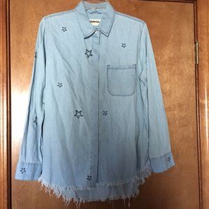 Pistola Starlight Chambray Frayed Hem Shirt Small